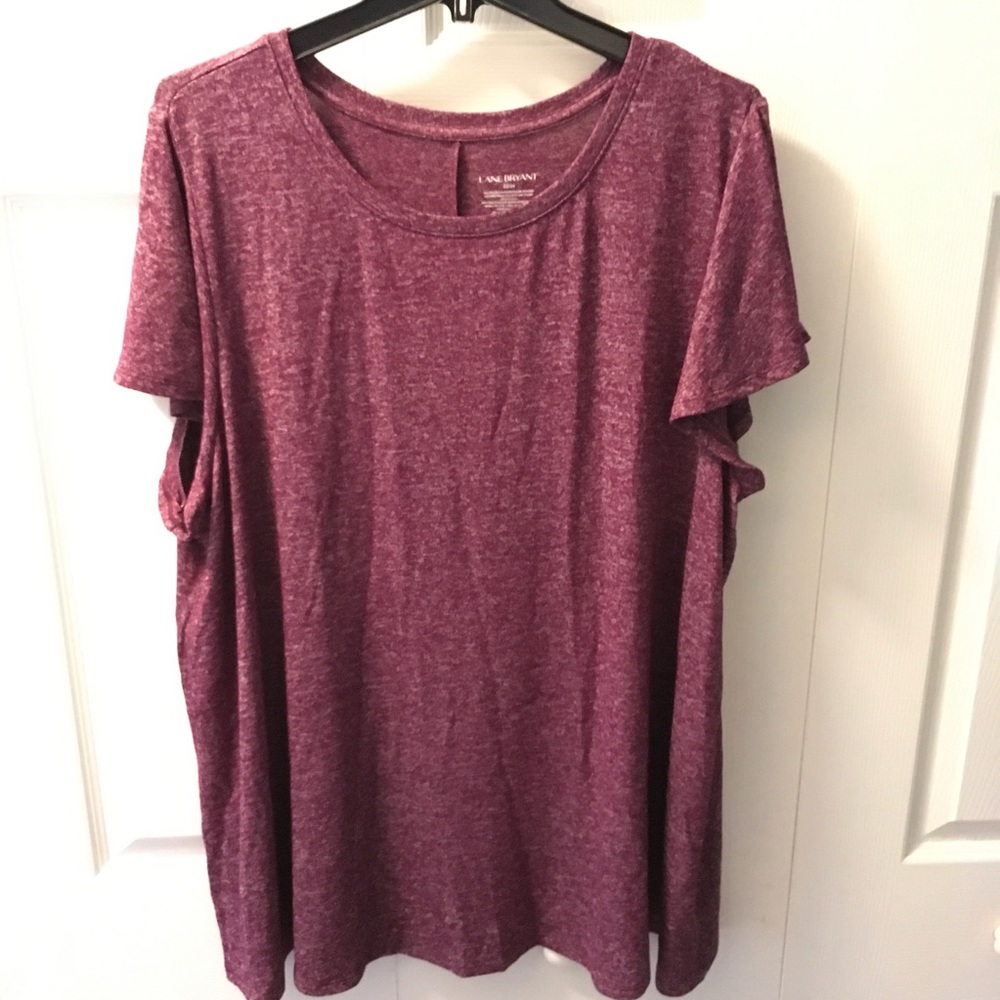 Burgundy/gray t-shirt with flutter sleeves